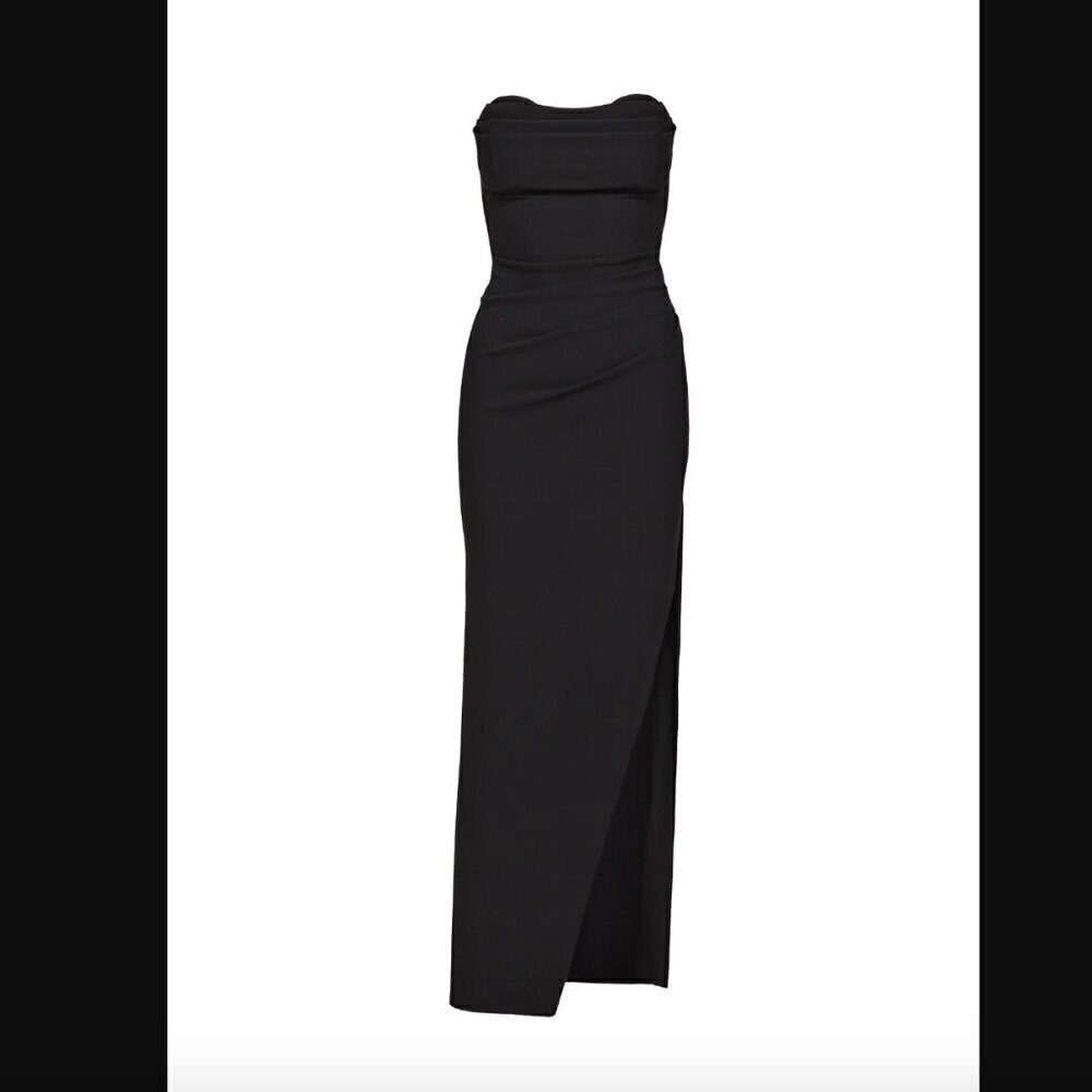 Princess Polly Ferri Black Strapless Side Slit Maxi Dress 8 - Picture 9 of 9